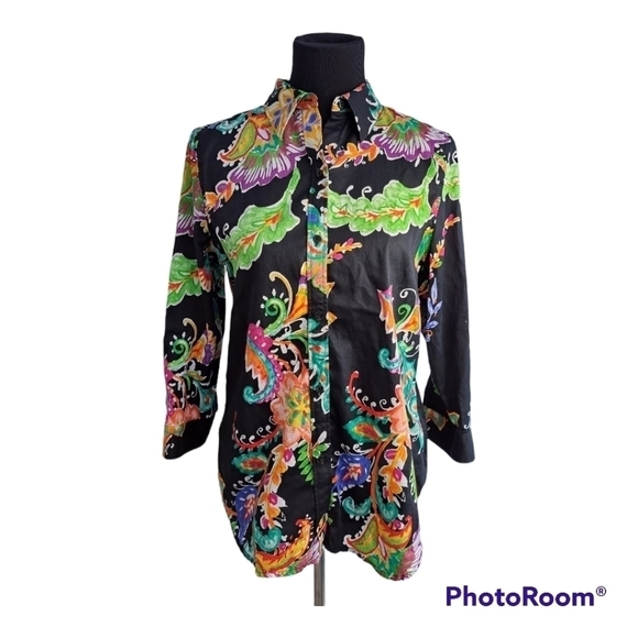 Ralph Lauren floral Unisex Blouse 3/4 sleeve multicolor top - Picture 3 of 13